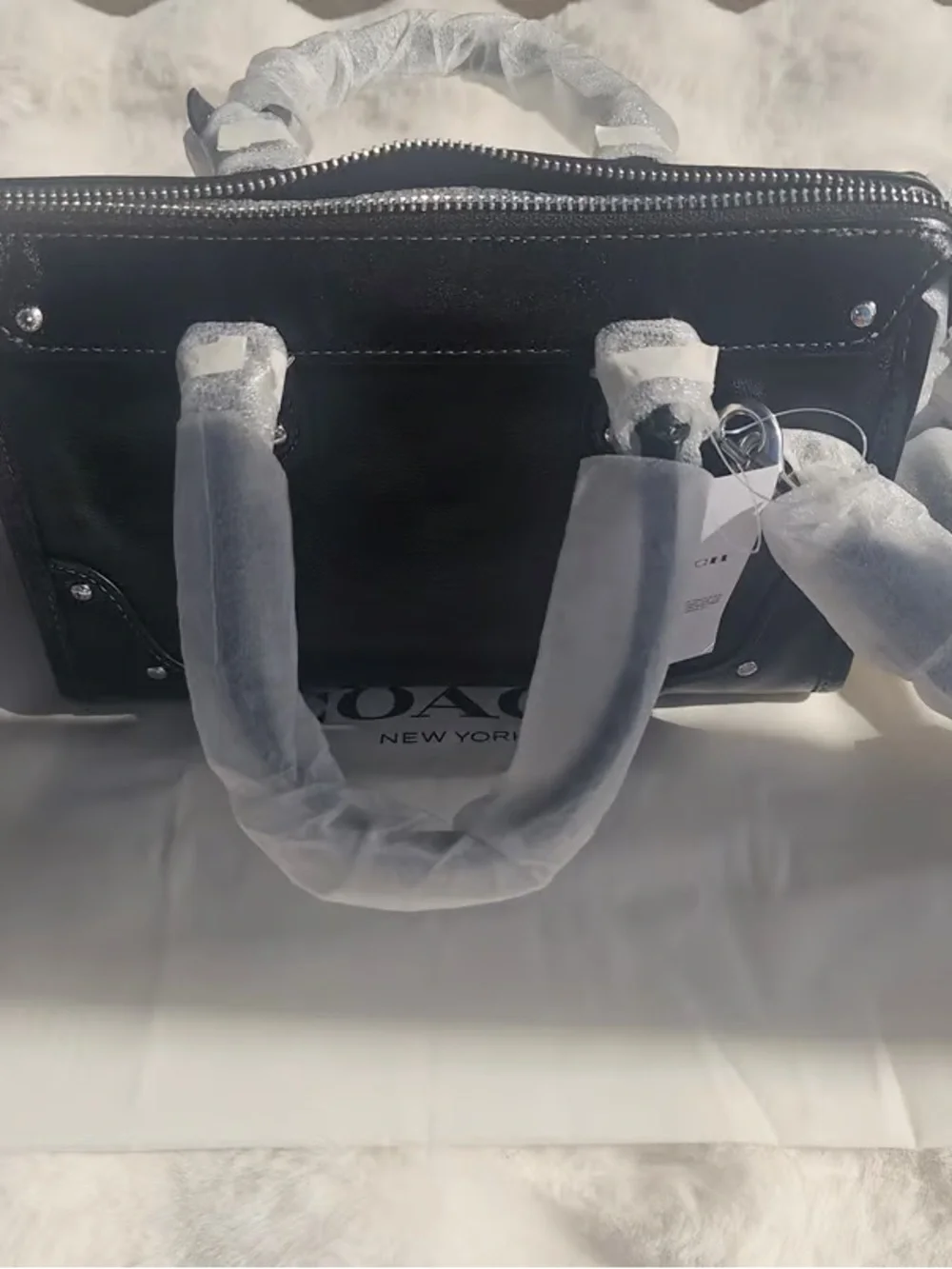 Coach Black Leather Satchel with Silver Hardware